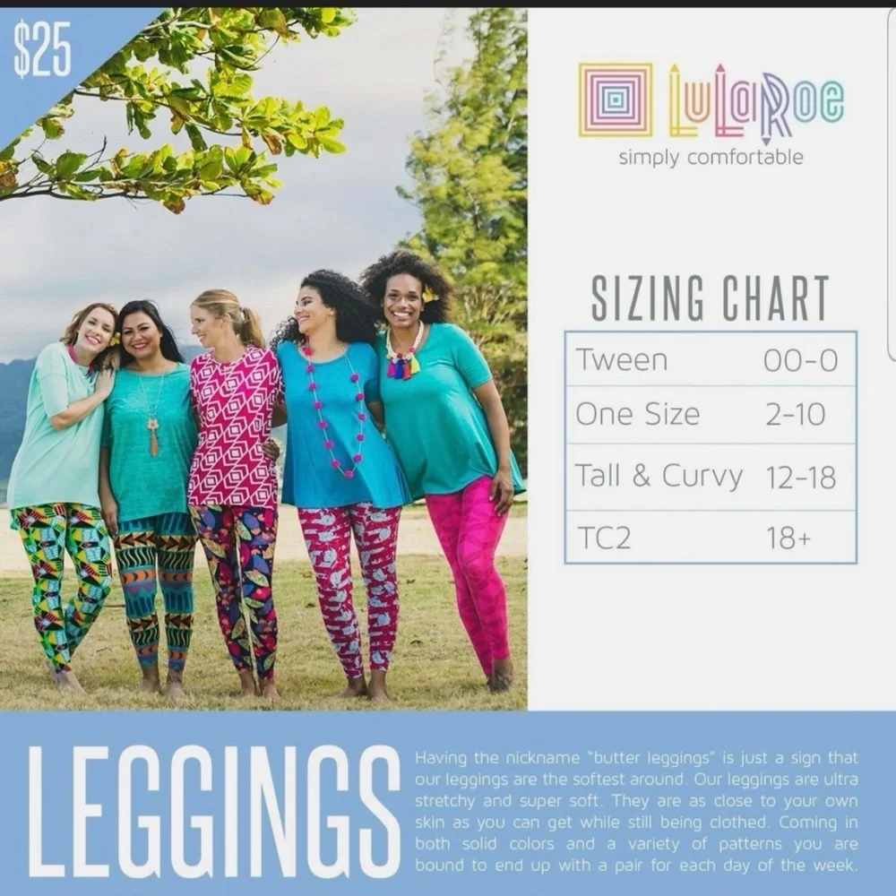 LuLaRoe One Size Multicolor Patterned Leggings. - Picture 3 of 3